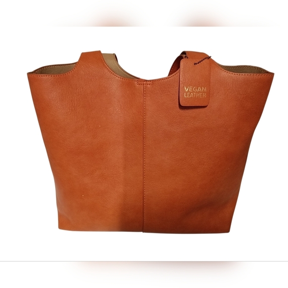 Madison West Handbags - Madison West Vegan Leather Tote in Cognac